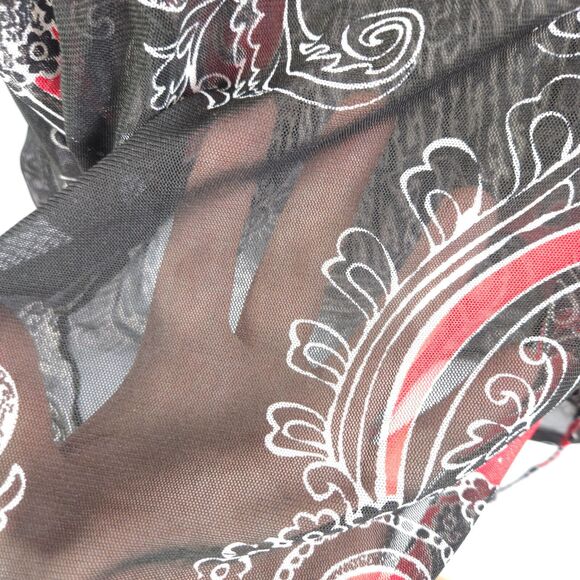 Chico's Easywear 3 Womens 16 Black Paisley Sheer Roll Tab Button Up Shirt Blouse - Picture 4 of 9